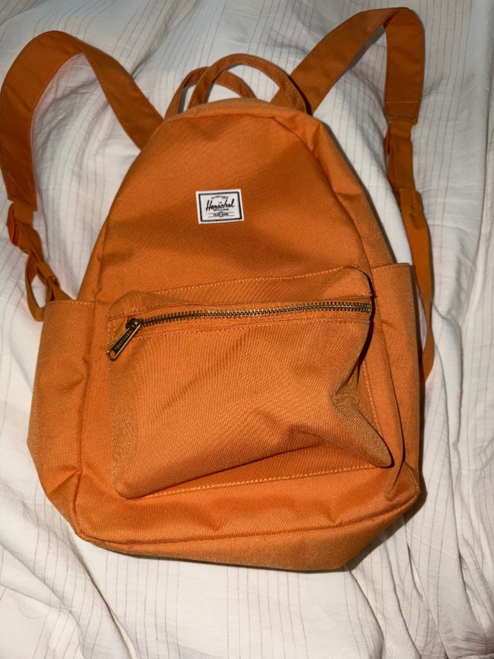Herschel Nova Small Backpack Burnt Orange Rust Gold Zip Striped Lining
